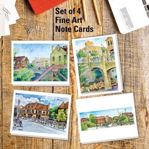 Juego de 4 tarjetas de felicitación de James Steeno Fine Art, de Tosa Village, Wisconsin. Tarjetas de agradecimiento en blanco para cualquier ocasión (Wauwatosa, WI).
