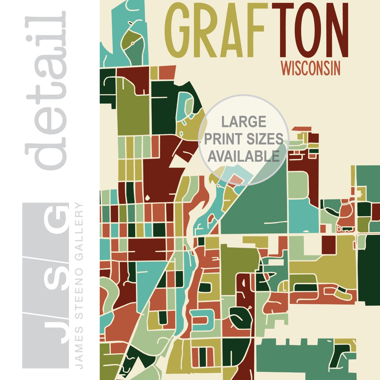Grafton Wisconsin Art Map Print ozaukee County by James Etsy Denmark