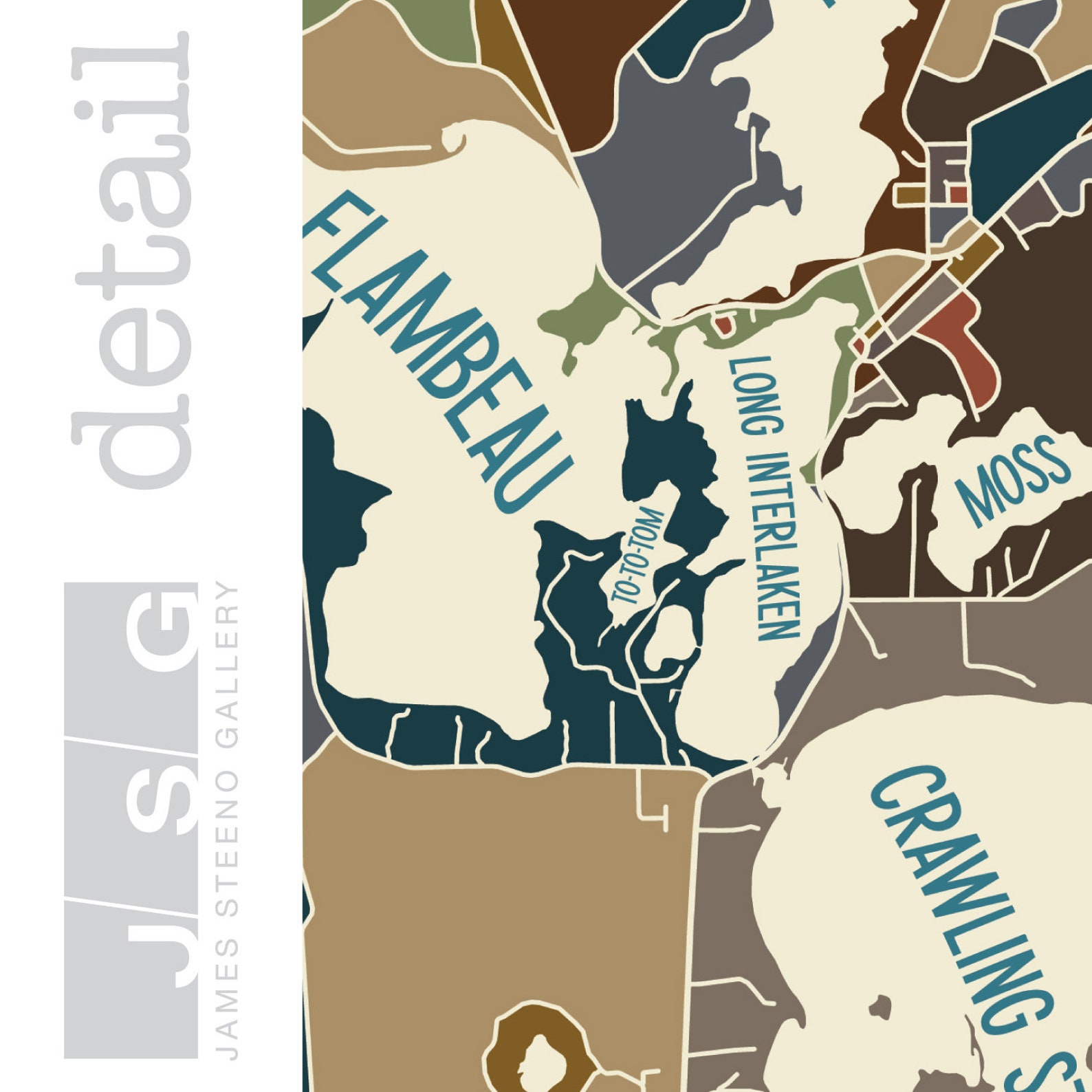 Lac Du Flambeau Chain of Lakes Wisconsin Art Map Print by Etsy