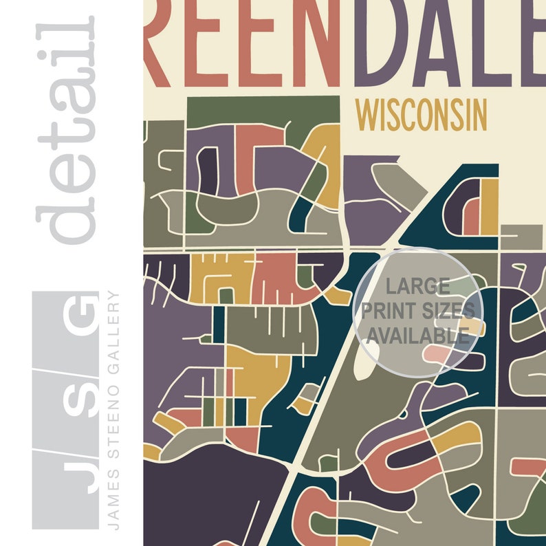 Greendale Wisconsin City Art Map Print milwaukee County by  Etsy