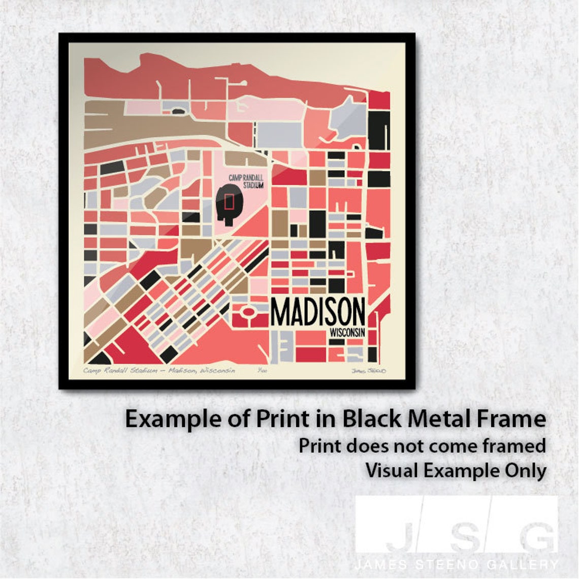 Camp Randall Madison Wisconsin University Stadium Art Map Etsy