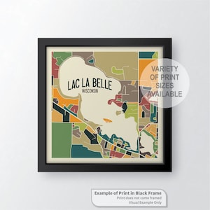 Lac La Belle, Wisconsin Art Map Print (Oconomowoc Wisconsin, Waukesha County, Lake Country) door James Steeno