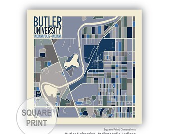 Butler University Campus Map Butler University Campus Art Map Print Indianapolis Indiana - Etsy