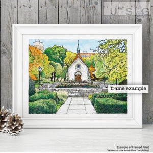 St Joan of Arc Chapel - Marquette University, Milwaukee Wisconsin Pen, Ink and Watercolor Art Print by James Steeno (Milwaukee County)