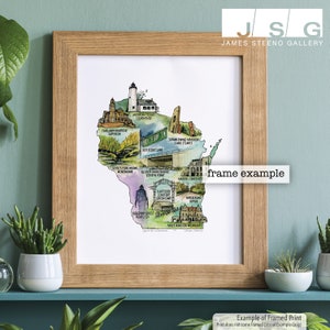 Haunted Wisconsin aquarel kaart Art Print door James Steeno, Wisconsin Legends, stedelijke legende, volkskunst, horrorkunst, spookachtige, spookachtige kunst