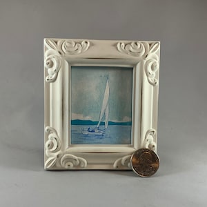 Sailboat Framed Miniature Watercolor Art Print by James Steeno Mini Art, Small Art, Tiny Art, Boat Art, Nautical Art, Coastal