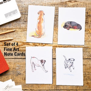 Canine Nation aquarel kaart set van 4 van James Steeno Wenskaarten bedankt blanco binnenkant alle gelegenheidskaarten hond honden puppy