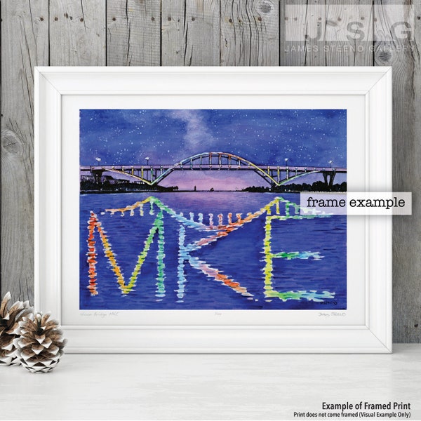 Hoan Bridge MKE Watercolor Art Print by James Steeno (Milwaukee Wisconsin)