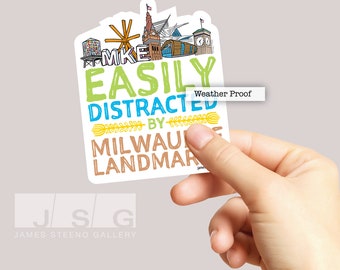 Milwaukee Landmarks Vinyl Sticker by James Steeno (Travel Sticker, Trendy Sticker, Vinyl Stickers, Waterproof Sticker, Milwaukee Wisconsin)