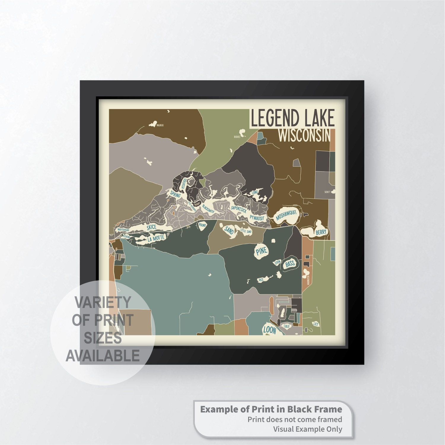 Legend Lake Wisconsin Map Legend Lake Wisconsin Art Map Print Menominee County By | Etsy Canada