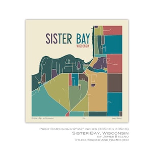 Sister Bay, Wisconsin Kunstdruck Stadtplan (Door County) von James Steeno