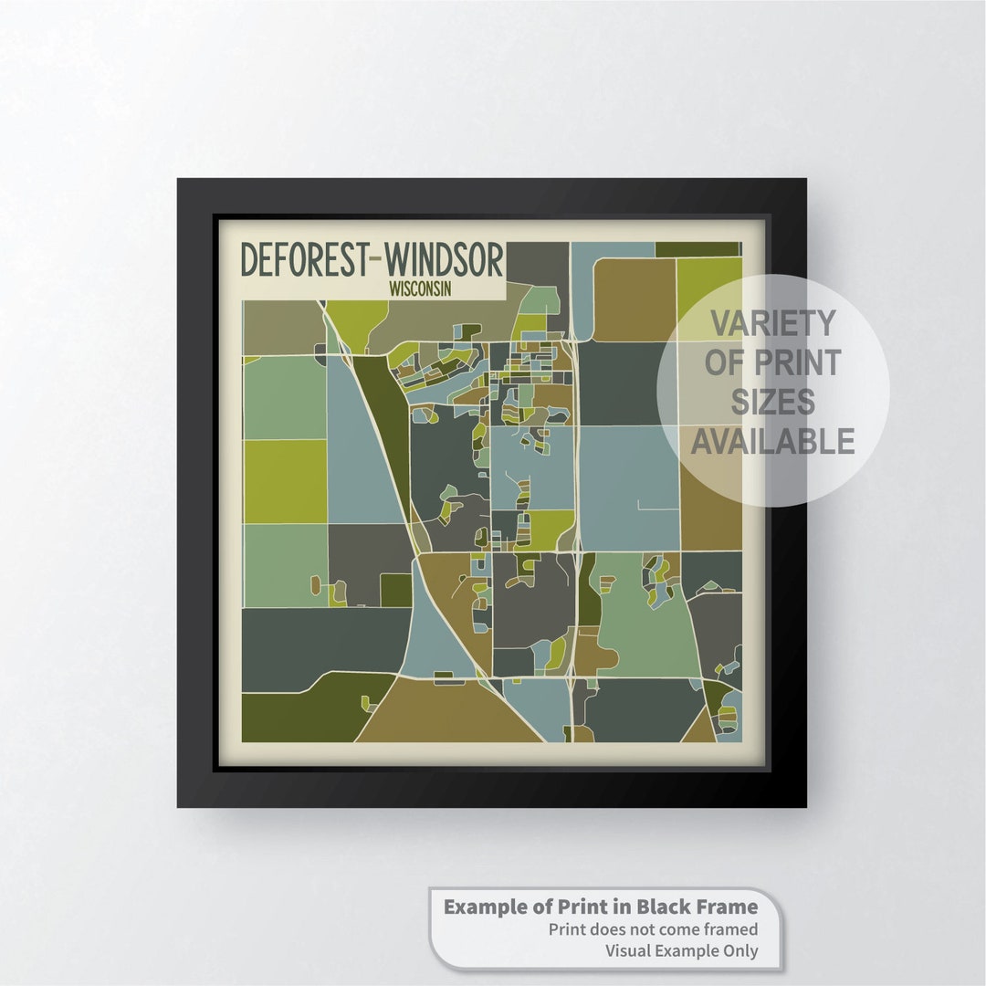 Deforest Windsor, Wisconsin City Art Map Print dane County by James Steeno - Etsy