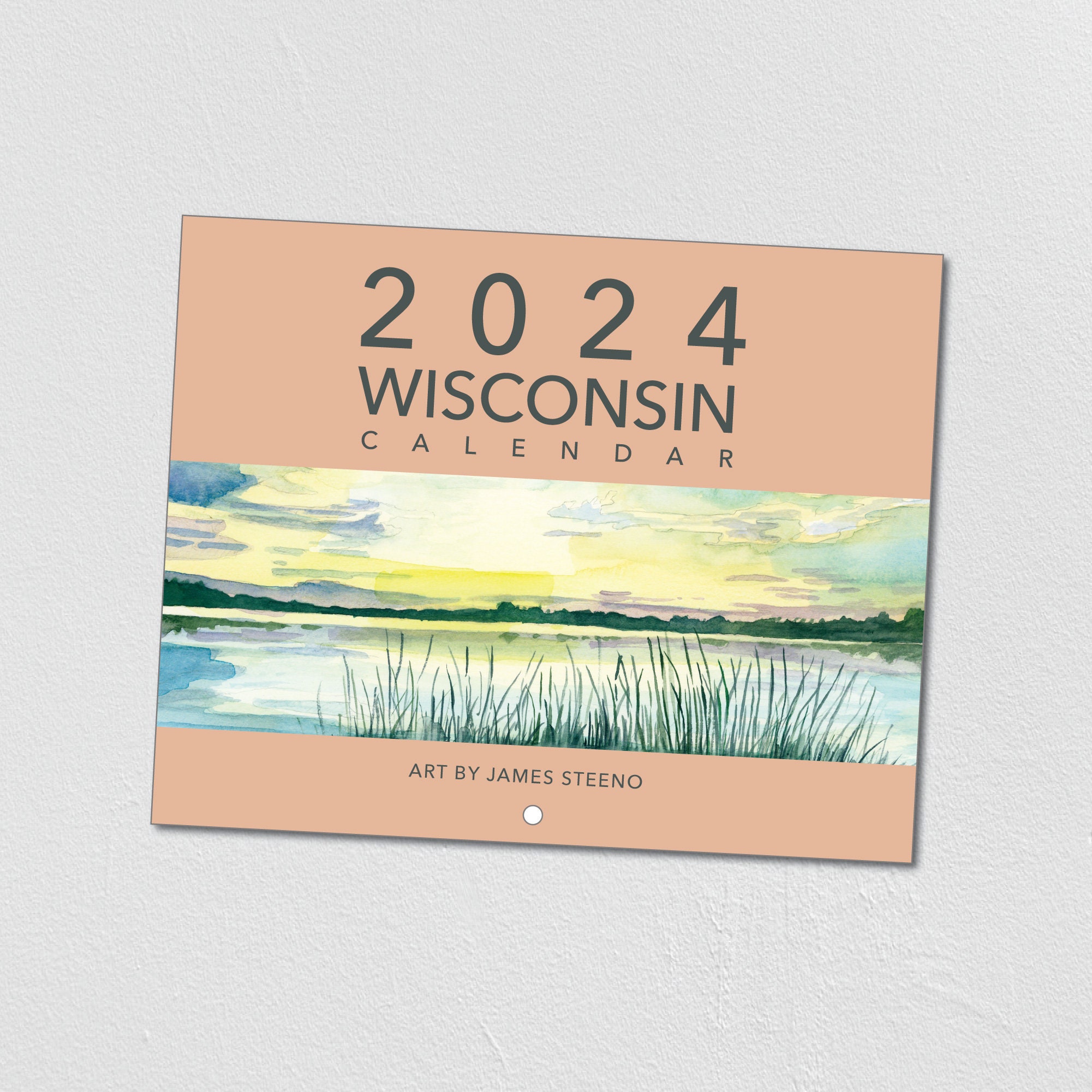 calendrier 2024 zen paysage roseaux affiche plastifiée 30 x 40 cm