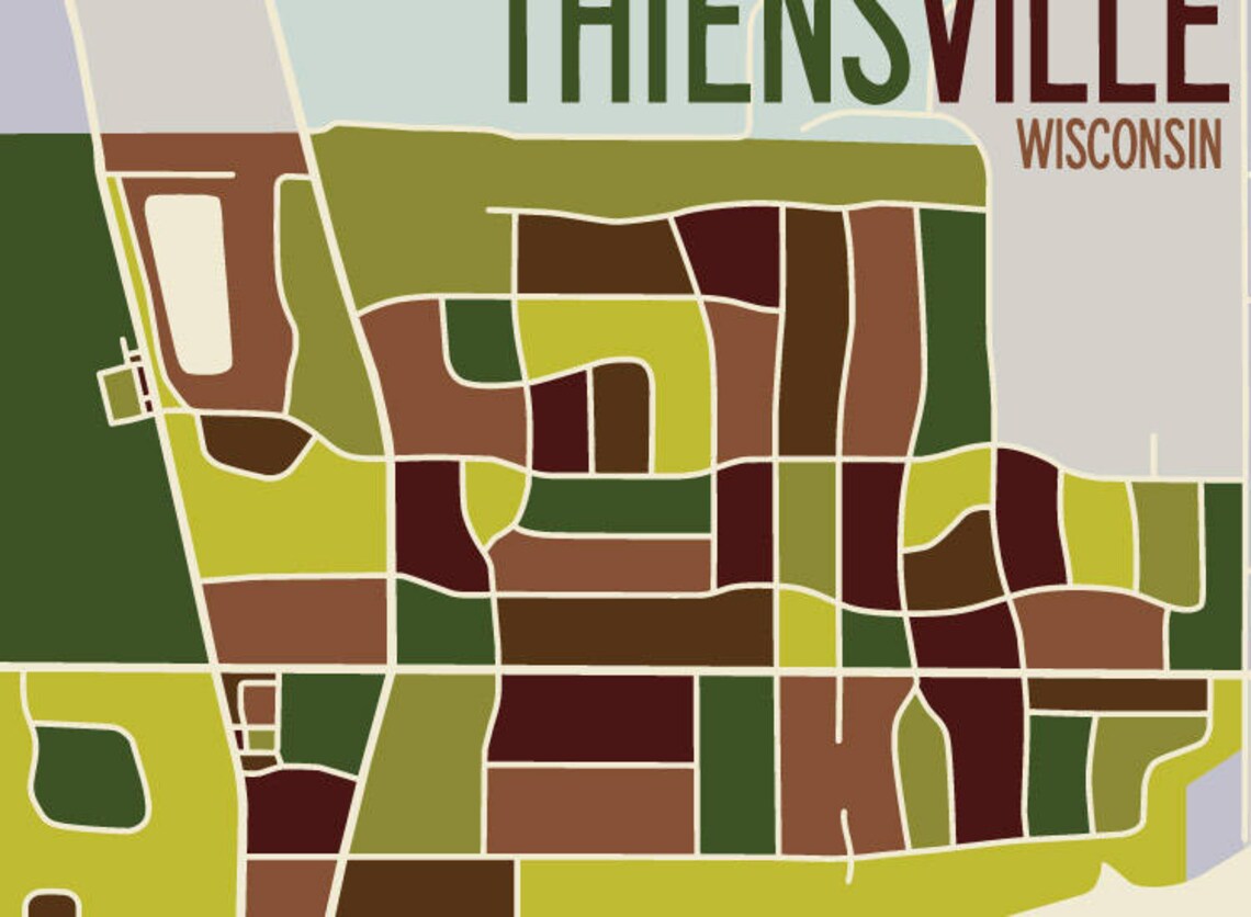 Thiensville Wisconsin Art Map Print Ozaukee County by James Etsy
