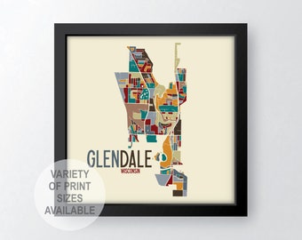 Glendale, Wisconsin Art Map Print (Milwaukee County WI) by James Steeno