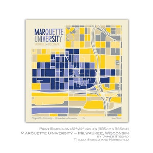 Marquette University – Milwaukee, Wisconsin College Campus Art Map Print by James Steeno