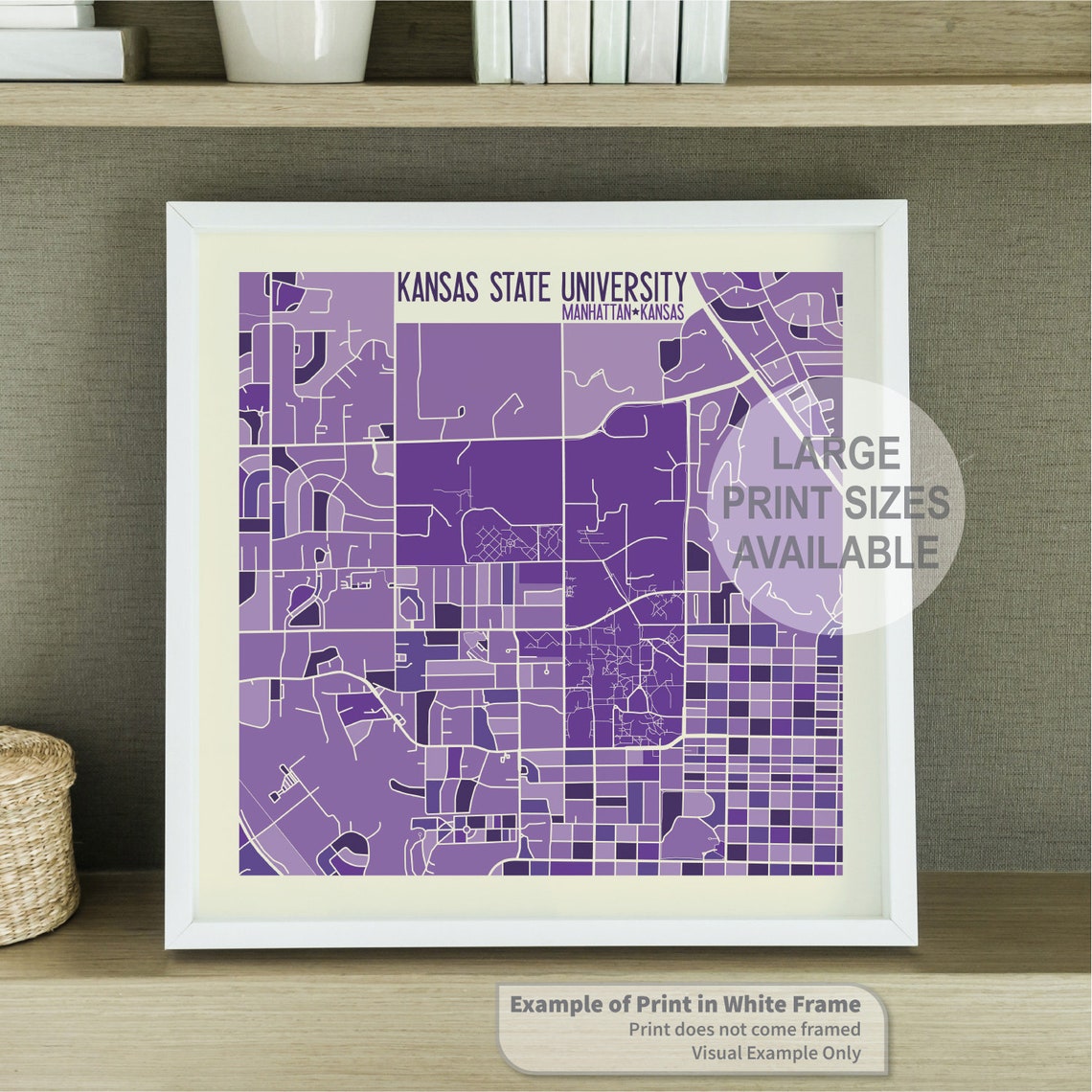 Kansas State University Manhattan Kansas Campus Art Map - Etsy