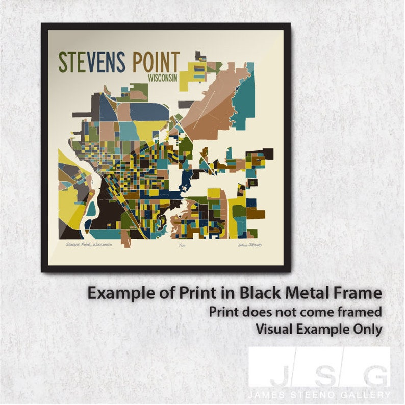 Stevens Point Wisconsin Art Map Print portage County by Etsy