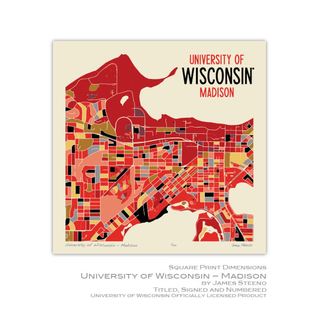 University of Wisconsin® Madison Campus Art Map Print (madtown) by