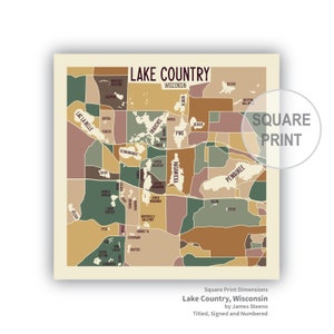 Lake Country - Wisconsin Art Map Print (waukesha County) by James
