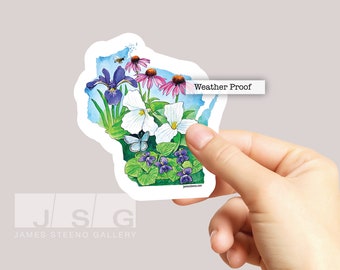 Wisconsin Wild Flowers Vinyl Sticker by James Steeno (Travel Sticker, Vinyl Stickers, Waterproof Sticker, Floral Sticker)