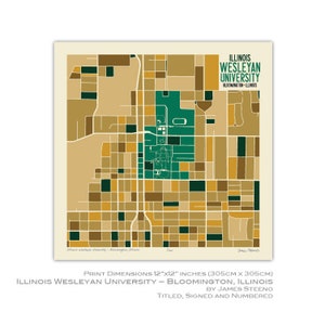 Illinois Wesleyan University Bloomington, Illinois Campus Art Map Print (Larimer County) von James Steeno