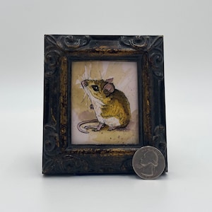 Mouse Framed Miniature  Watercolor Art Print by James Steeno Mini Art, Small Art, Tiny Art, Animal Art, Miniature Art, Mouse Art, Mice Art