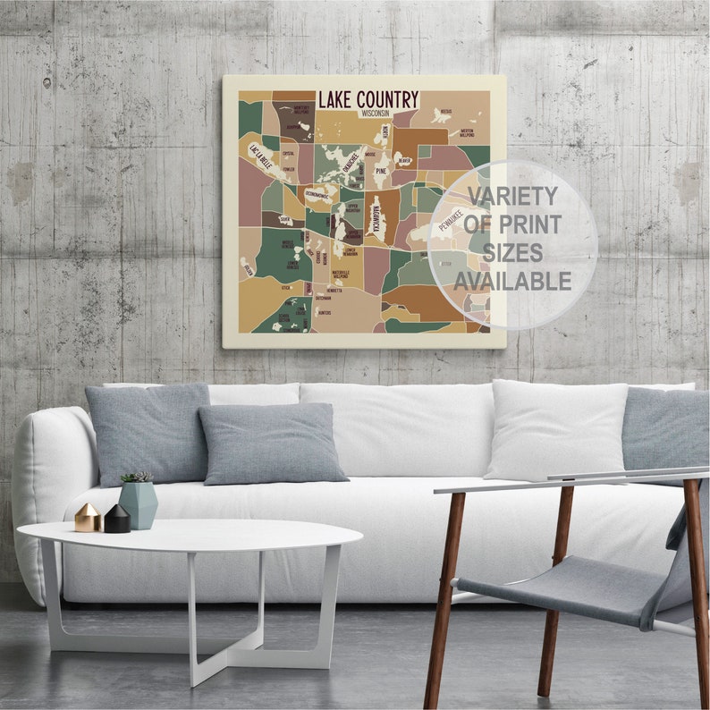 Lake Country - Wisconsin Art Map Print (waukesha County) by James