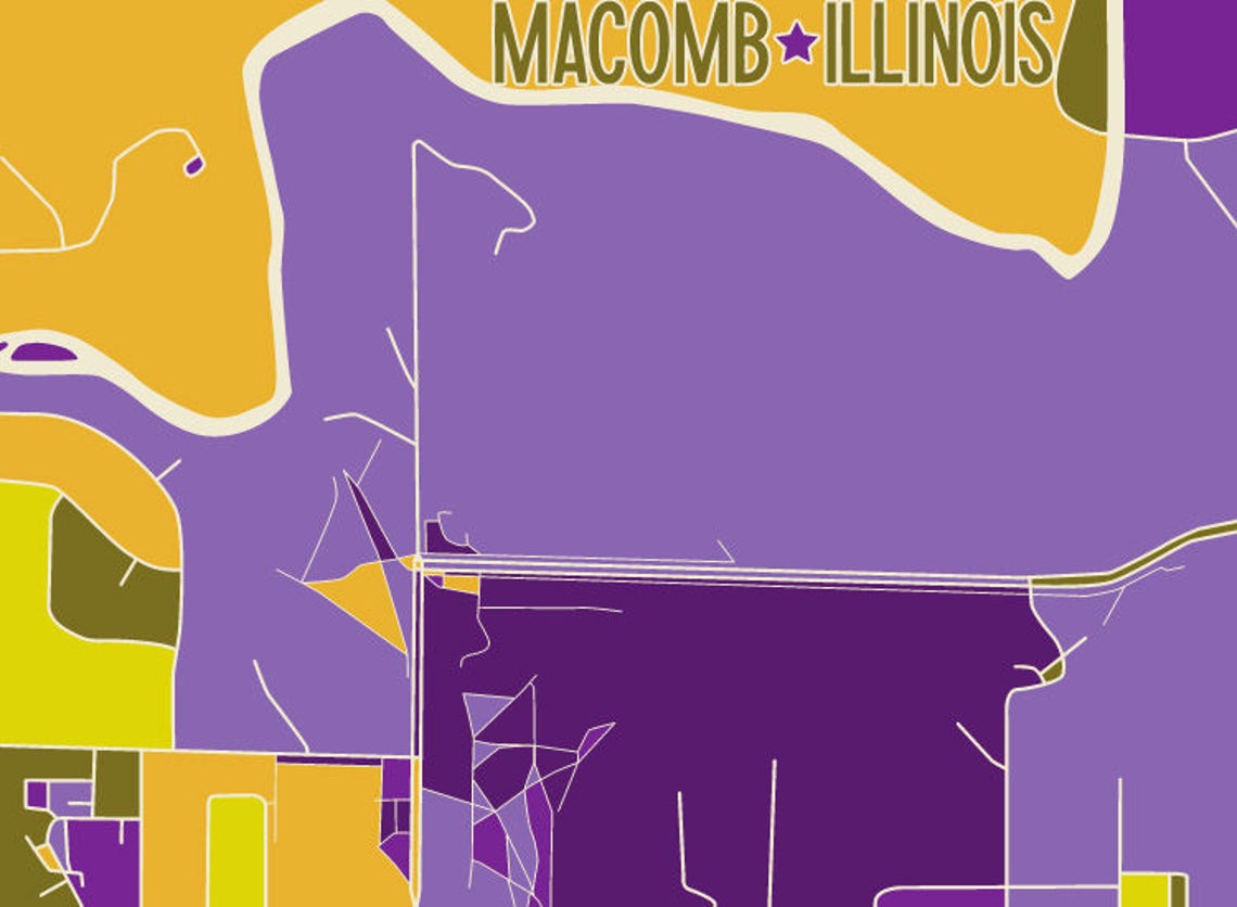 Western Illinois University Macomb Illinois Campus Art Map Etsy