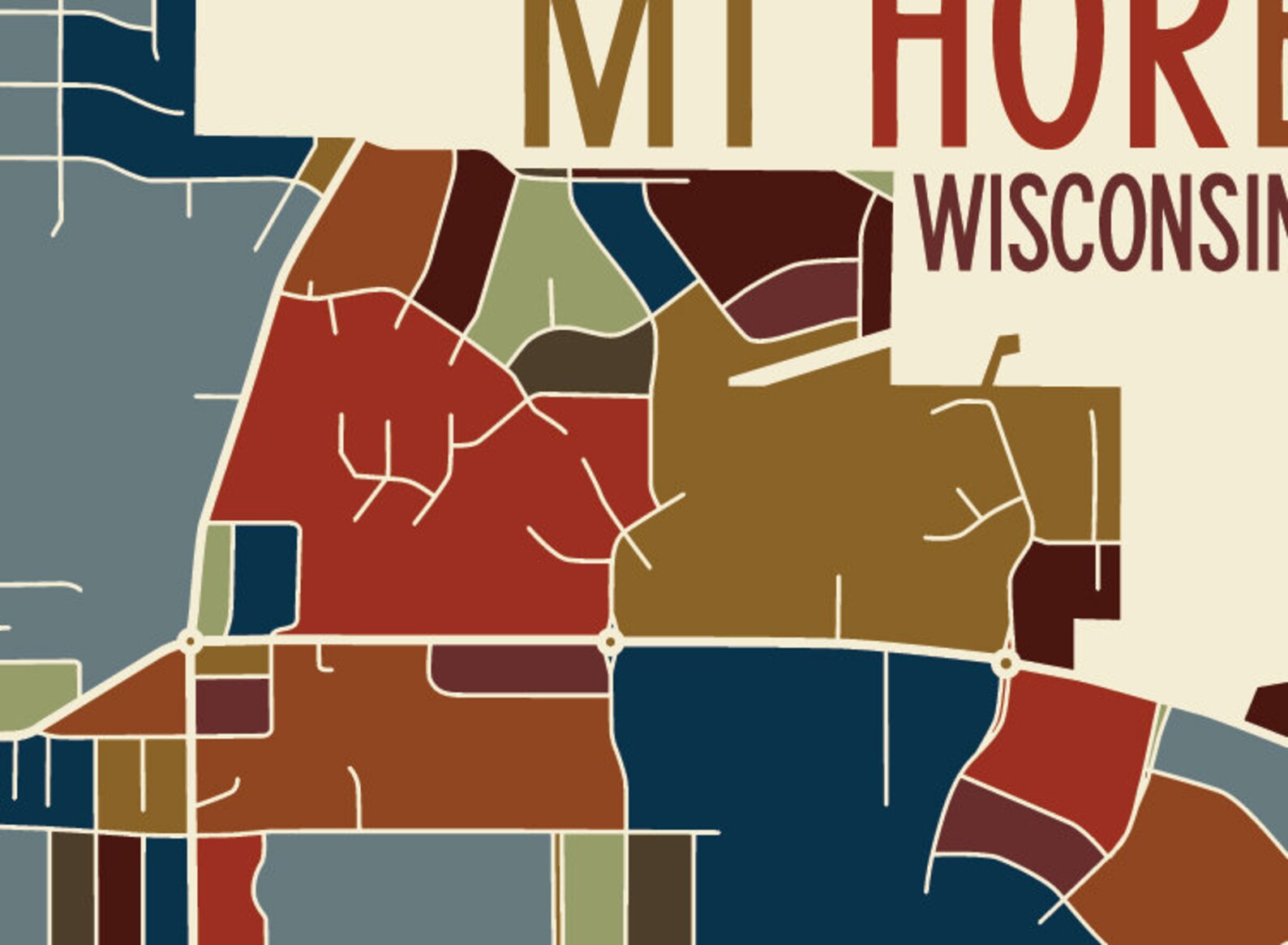 Mt Horeb Wisconsin Art Map Print dane County Mount Horeb by - Etsy