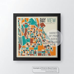 Quartier avec vue sur la baie - Impression de carte d'art de Milwaukee, Wisconsin par James Steeno