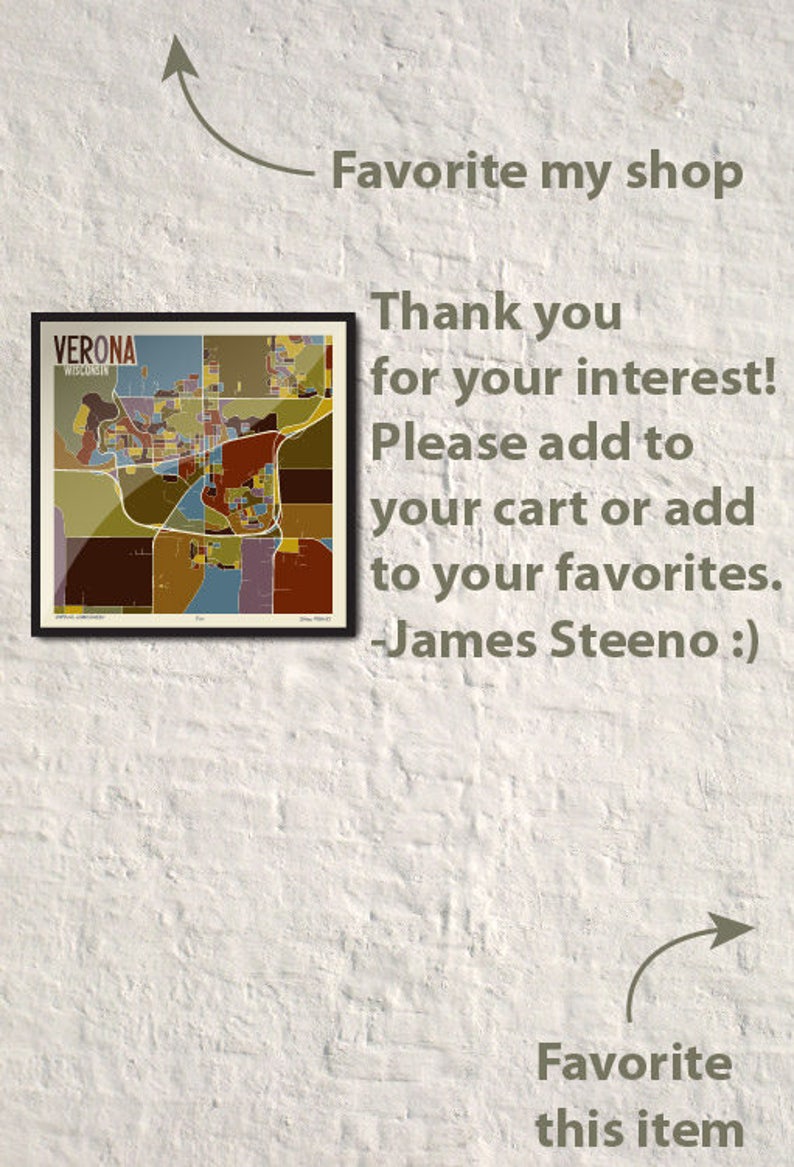 Verona Wisconsin Art Map Print dane County by James Steeno Etsy