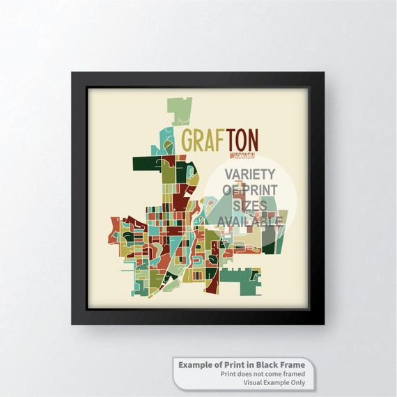 Grafton Wisconsin Art Map Print ozaukee County by James Etsy