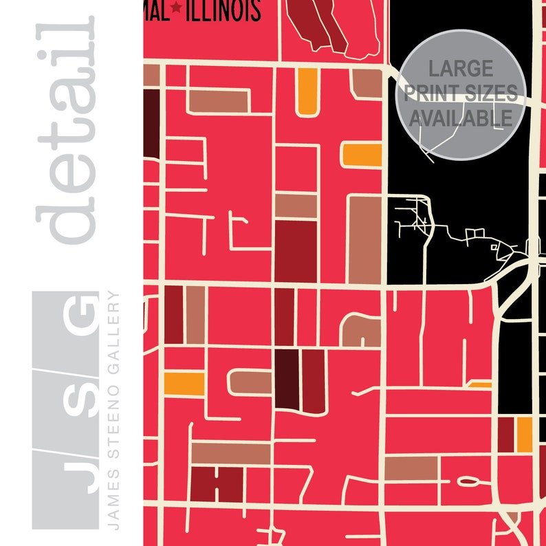Illinois State University Normal Illinois Campus Art Map Etsy
