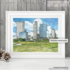 Milwaukee Skyline No. 11 Pen, Ink and Watercolor Art Print by James Steeno (Milwaukee County)