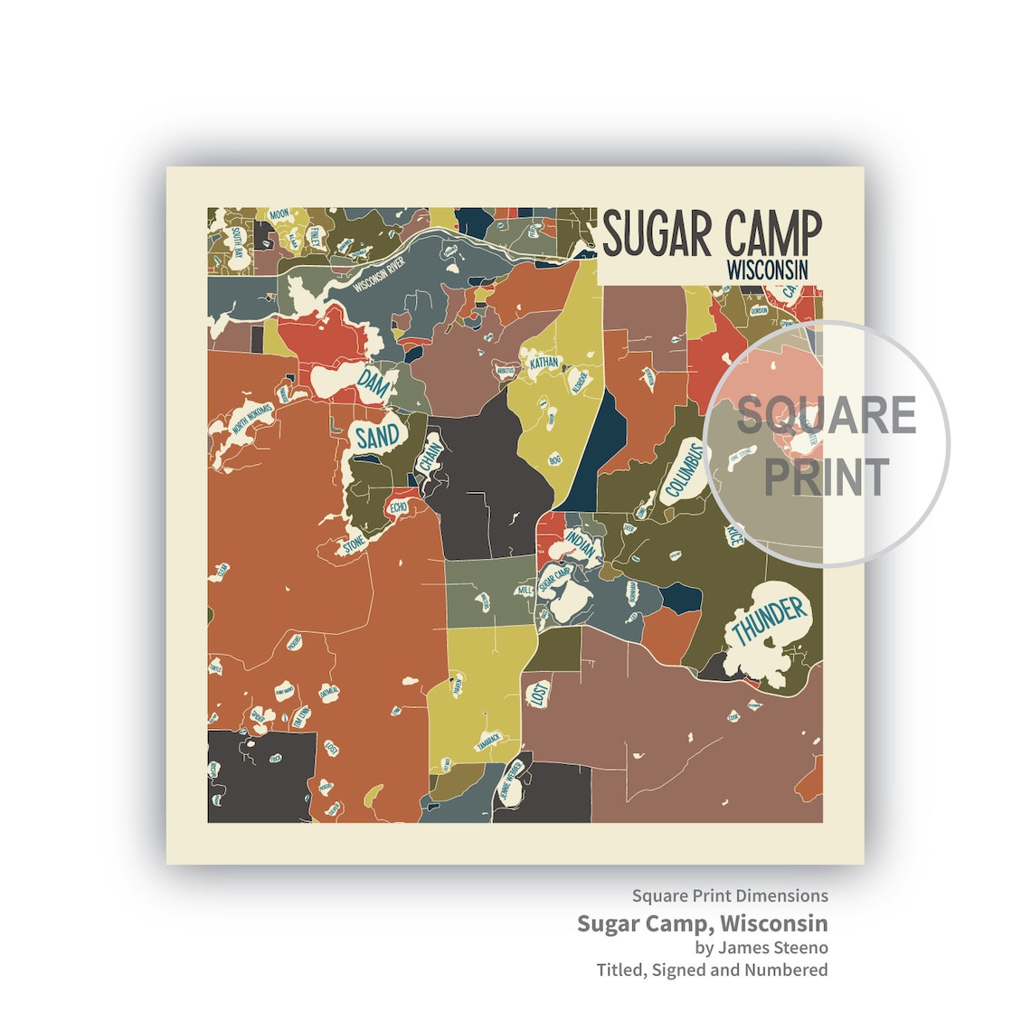 Sugar Camp Wisconsin Art Map Print oneida County Sugar Camp Etsy