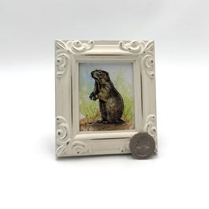 Prairie Dog Framed Miniature  Watercolor Art Print by James Steeno Mini Art, Small Art, Tiny Art, Animal Art, Fun Art, Micro Art