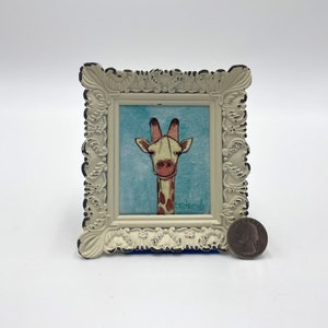 Giraffe Framed Miniature Watercolor Art Print by James Steeno Mini Art, Small Art, Tiny Art, Animal Art