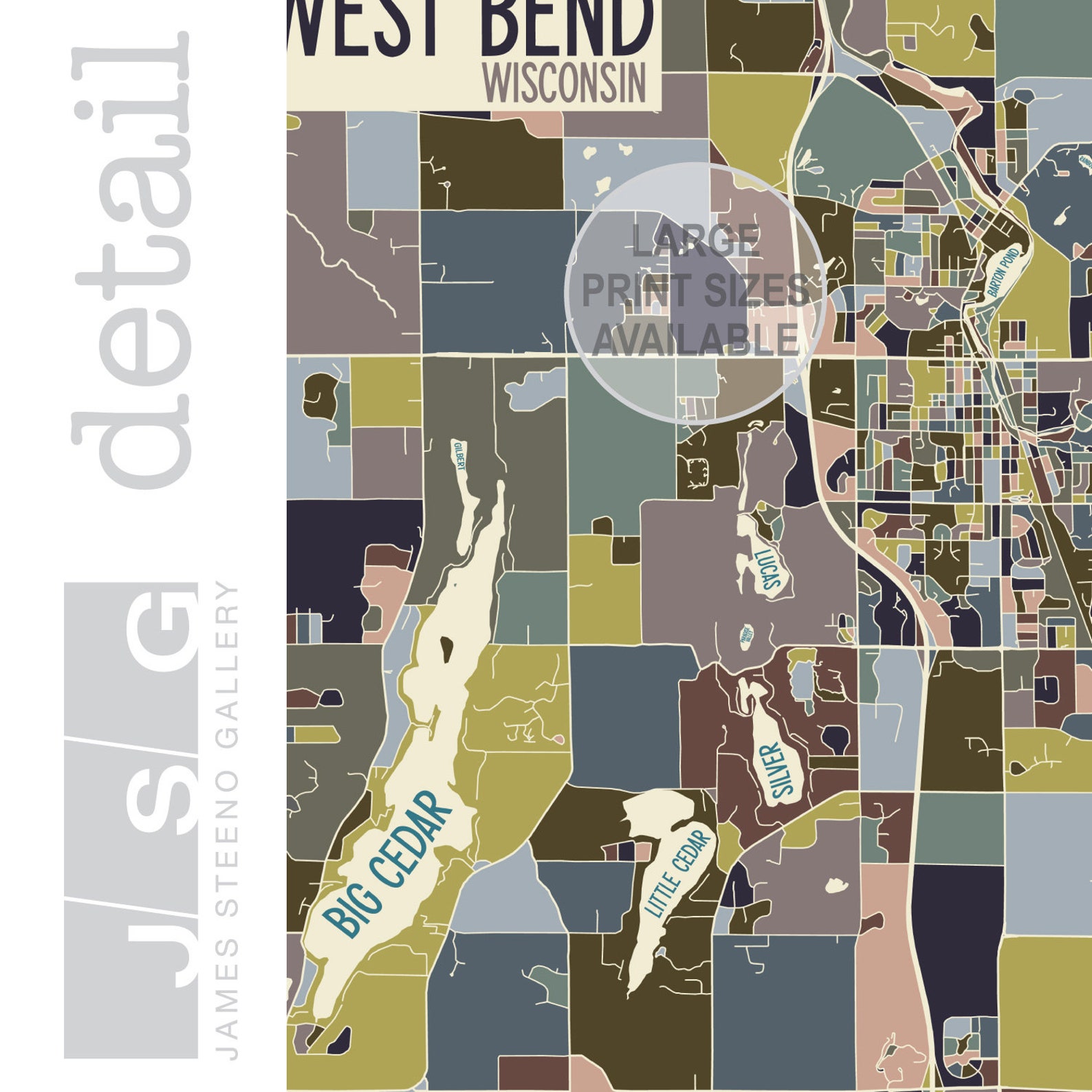 West Bend Wisconsin Art Map Print washington County by Etsy UK