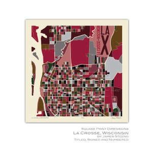LAX - Impression de carte artistique La Crosse, Wisconsin University Campus par James Steeno