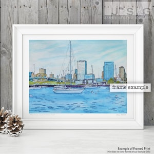 MKE from South Shore Park Watercolor Art Print by James Steeno (Bay View - Milwaukee, Wisconsin)