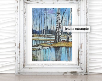 Forest Reflection No. 3 Watercolor Art Print by James Steeno (Tree Art, Woodland Art, Forest Art, Birch Trees)