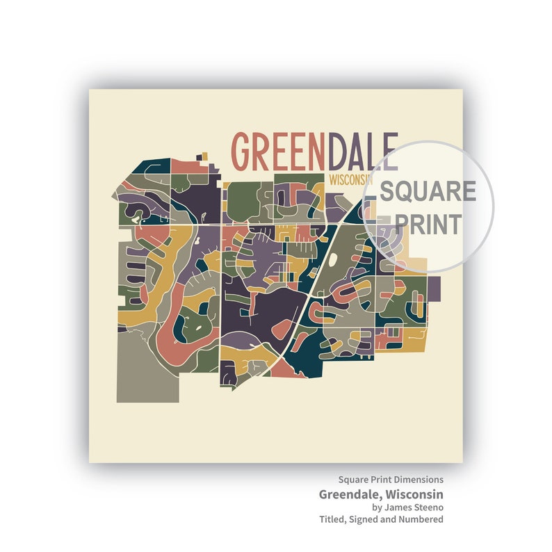 Greendale Wisconsin City Art Map Print milwaukee County by Etsy