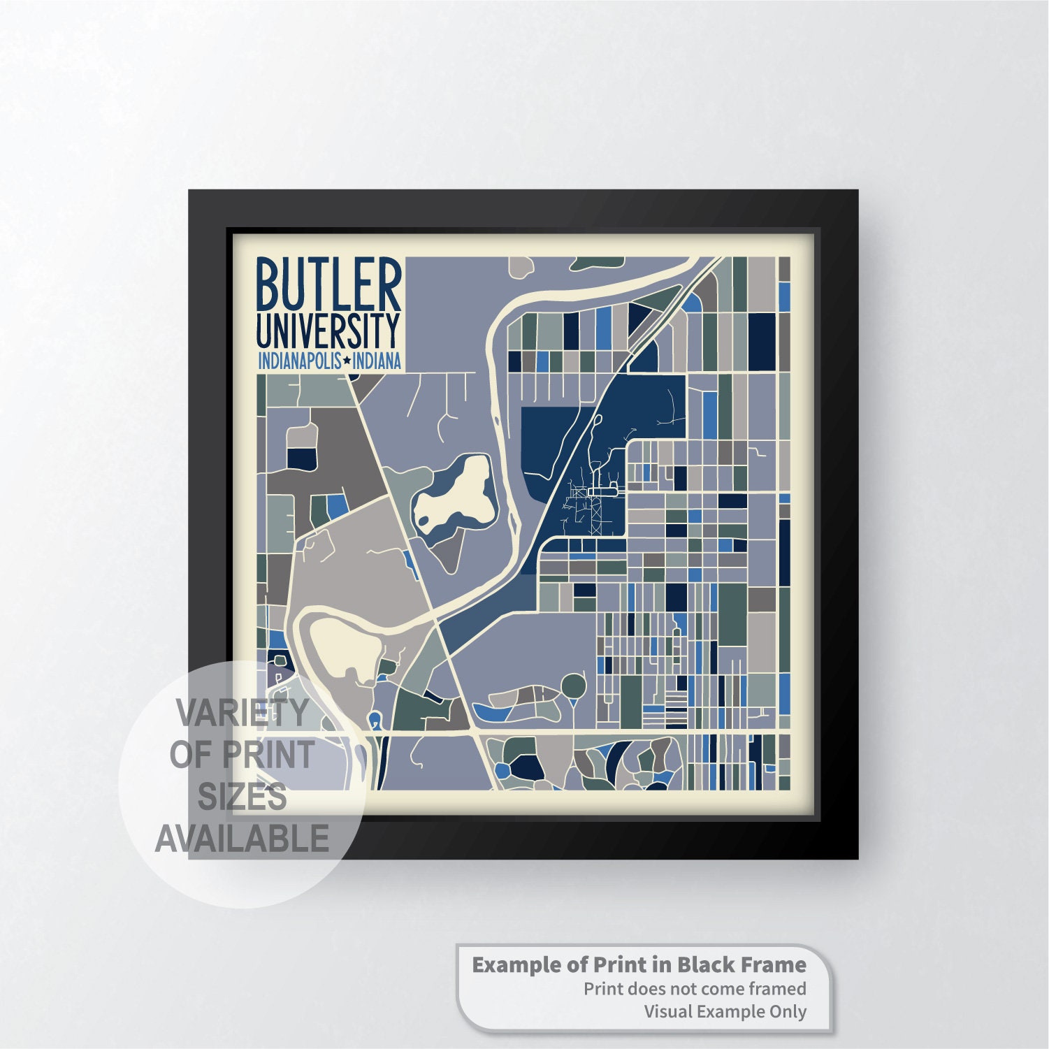 Butler University Campus Map Butler University Campus Art Map Print Indianapolis Indiana - Etsy Israel