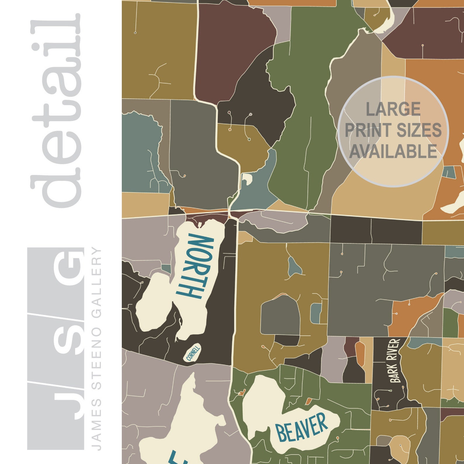 Merton Wisconsin Art Map Print Waukesha County WI Lake Etsy