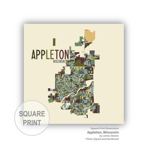 Appleton, Wisconsin City Art Map Print (outagamie, Calument and ...