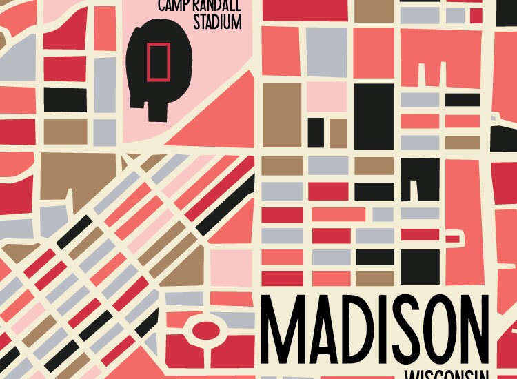 Camp Randall Madison Wisconsin University Stadium Art Map Etsy