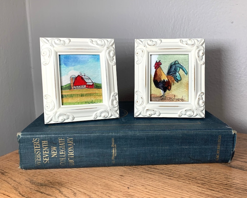 Red Barn Framed Miniature Watercolor Art Print by James Steeno Etsy