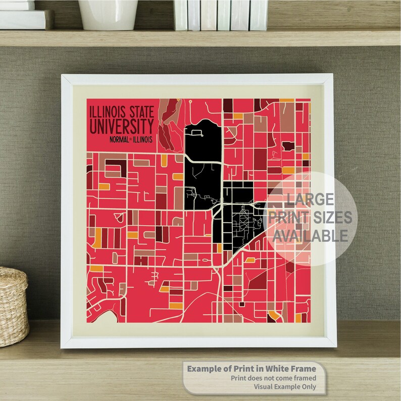 Illinois State University Normal Illinois Campus Art Map Etsy
