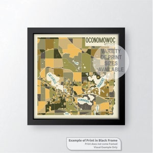 Oconomowoc, Wisconsin Art Map Print (Waukesha County Lake Country) door James Steeno